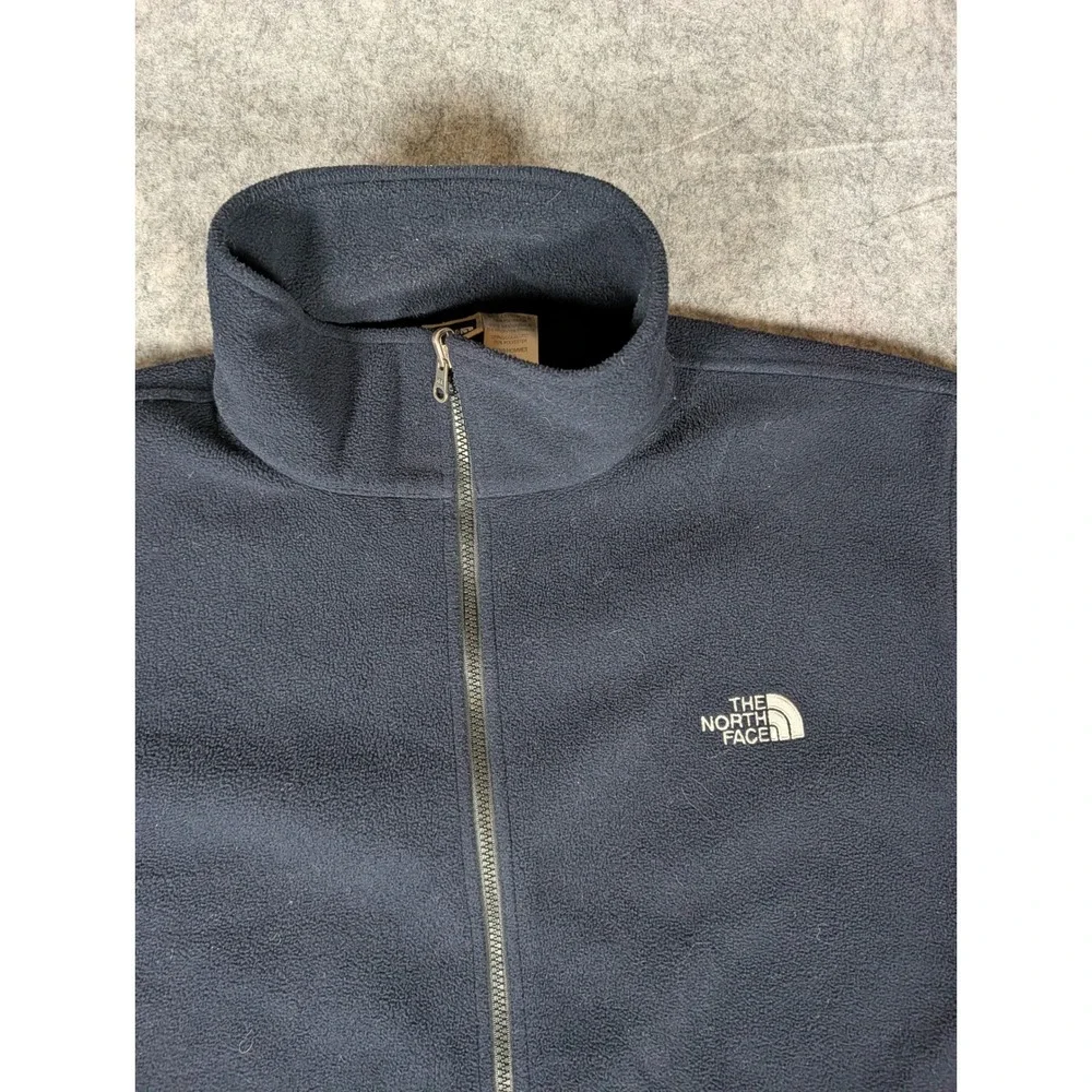 The North Face Mens Navy Blue Full Zip Fleece Jacket Mock Neck XL